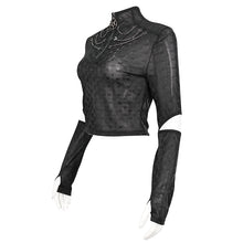 Load image into Gallery viewer, TT231 Cyberpunk black mesh Long Sleeve Women's T-Shirt