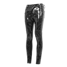 Load image into Gallery viewer, PT133 Cyber punk circuit printed high quality stretchy glazed leather men tight trousers