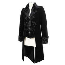 Load image into Gallery viewer, CT02801 Men black gothic hand-embroidered fake two pieces velvet coats