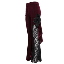 Load image into Gallery viewer, EPT01102 red Asymmetric Dark Pattern gothic women lace Flare Pants