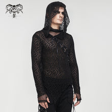 Load image into Gallery viewer, TT186 Punk Hooded Irregular Big Net T-shirt