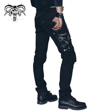Load image into Gallery viewer, PT001 devil fashion punk rock zipper black men trousers with chains
