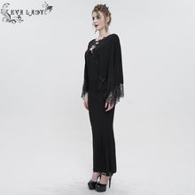 Load image into Gallery viewer, ESKT040 Deep V Neck bat Sleeve Small Fishtail Dress