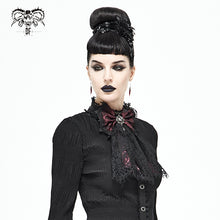 Load image into Gallery viewer, AS07302 black and red Gothic lace bow tie
