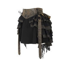 Load image into Gallery viewer, SKT107 Steampunk girls multi-layer wavy edges striped short half skirt with corset