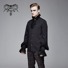 Load image into Gallery viewer, SHT04101 everyday summer Gothic embroidered long sleeves chiffon men shirts with necktie