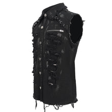 Load image into Gallery viewer, SHT094 black punk sleeveless men's tattered shirt