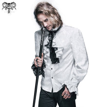 Load image into Gallery viewer, SHT01002 Gothic festival Paisley patterned lace sleeves white gentle men shirts with bow tie
