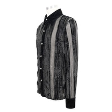 Load image into Gallery viewer, SHT063 Gothic Irregular Stripe Velvet Burnt Out Pleated Basic Style Shirts