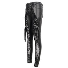 Load image into Gallery viewer, PT202 Queen Flocked laced up Goth Leggings