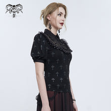 Load image into Gallery viewer, TT22201 Black Cross pattern Printed Short Sleeve T-Shirt