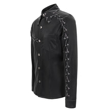 Load image into Gallery viewer, SHT066 Punk chain drawstring men shirts