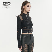 Load image into Gallery viewer, TT237 Punk daily High Neck Elastic Long Sleeve Women's T-Shirt