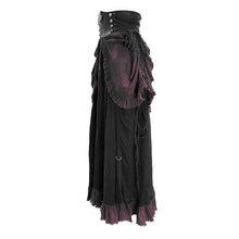 Load image into Gallery viewer, SKT094 festival costume Burgundy printed drawstring faded steampunk half skirt