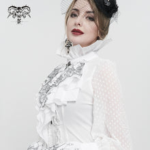 Load image into Gallery viewer, AS121 Black Thread Embroidered White Gothic Bow Tie