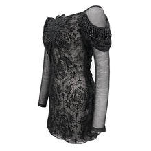 Load image into Gallery viewer, TT169 Gothic Off The Shoulder Back Swing Collar Printed Mesh T-shirt