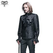 Load image into Gallery viewer, SHT01001 Paisley jacquard shining black rose lace cuff gothic men shirts with bow tie