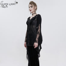 Load image into Gallery viewer, ETT027 Beaded collar lace appliqued Floral hip covered T-Shirt