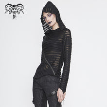 Load image into Gallery viewer, TT147 Two-wear basic hooded T-shirt with diagonal zipper