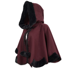 Load image into Gallery viewer, CA02802 wine double sided woolen contrast color shawl with fur
