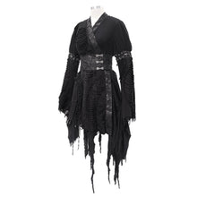 Load image into Gallery viewer, SKT106 Darkness Japanese style punk asymmetric mesh unedged women kimonos with belt