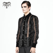 Load image into Gallery viewer, SHT063 Gothic Irregular Stripe Velvet Burnt Out Pleated Basic Style Shirts