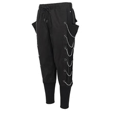 Load image into Gallery viewer, PT179 punk men black harem JOGGER PANTS with side chains