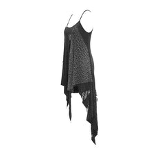 Load image into Gallery viewer, SKT103 daily asymmetrical Punk black gray torn broken holes knitted women slip dress