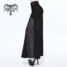 Load image into Gallery viewer, SKT068 Stretchy Gothic pattern cross shaped mesh splicing sexy ladies velvet long half skirt