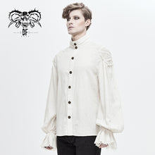 Load image into Gallery viewer, SHT04802 steampunk puff sleeve high collar cotton and linen men white shirts