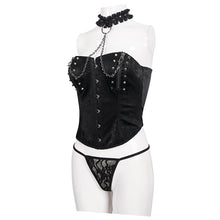 Load image into Gallery viewer, SX011 punk wild women patterned leather metallic sexy lingerie set with rivets