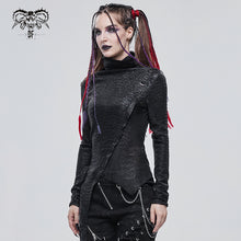 Load image into Gallery viewer, TT181 Punk high neck pleated T-shirt