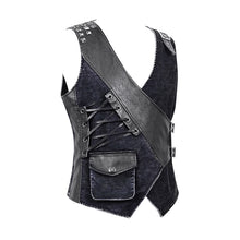 Load image into Gallery viewer, WT050 band Asymmetric punk rock men black waistcoats with pockets