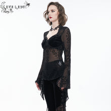 Load image into Gallery viewer, ETT026 Summer V neck flocked floral classic beauty sexy Gothic women top