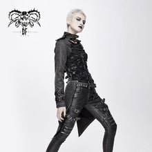 Load image into Gallery viewer, CT131 five-pointed star spiked zipper up punk mesh women coat with loops