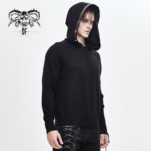 Load image into Gallery viewer, SR008 darkness asymmetrical sleeves designer men punk hooded sweater with loops