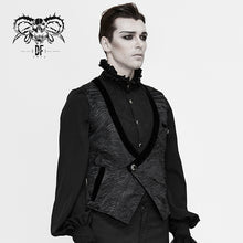 Load image into Gallery viewer, WT057 Gothic wedding bridegroom Napoleon collar pleated asymmetrical men black waistcoats