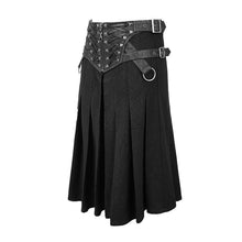 Load image into Gallery viewer, SKT108 punk metallic mist textured leather waistband dark grain pleated men kilts