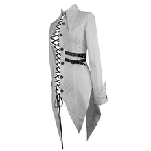 Load image into Gallery viewer, SHT037 everyday asymmetric white punk women cotton long blouse with dovetail