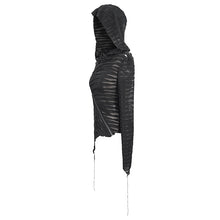 Load image into Gallery viewer, TT147 Two-wear basic hooded T-shirt with diagonal zipper