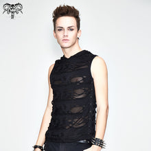 Load image into Gallery viewer, TT102 daily life Summer punk men ripped sleeveless black hooded tops