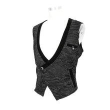 Load image into Gallery viewer, WT057 Gothic wedding bridegroom Napoleon collar pleated asymmetrical men black waistcoats