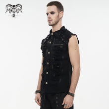 Load image into Gallery viewer, SHT094 black punk sleeveless men's tattered shirt