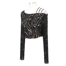 Load image into Gallery viewer, TT153 Japanese fashion daily life off-the-shoulder punk hollow out sexy women long sleeve t-shirt