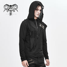 Load image into Gallery viewer, TT140 Devil fashion designer asymmetric tatters worn out hooded winter shirts