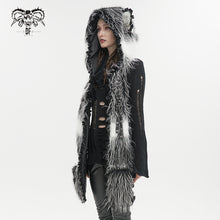 Load image into Gallery viewer, AS141 Black and White Long Hair Cat Ears Punk Hooded Scarf