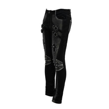 Load image into Gallery viewer, PT10401 designer punk contrast color hand rubbed leather men trousers with loops