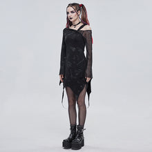 Load image into Gallery viewer, SKT134 Bone printing asymmetric off-the-shoulder dress