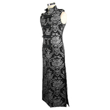 Load image into Gallery viewer, CT07402 Black and silver palace floral men long waistcoat