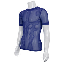 Load image into Gallery viewer, TT03905 party blue diamond-shaped net basic style short sleeve men T-shirts